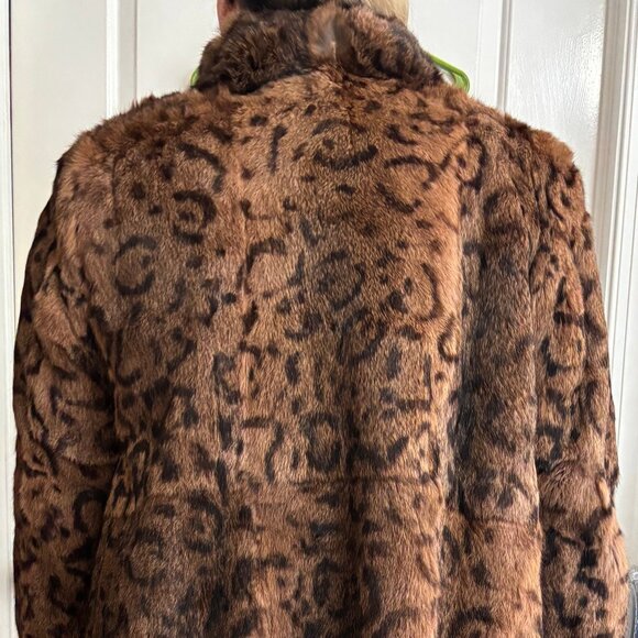 Luxury Polo Norte Rabbit Fur Coat with Bold Leopard Pattern - Full-Length - Picture 11 of 12